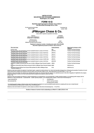 Thumbnail JPMorgan Chase 10-Q Quarterly Report FY 
