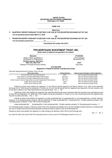 Thumbnail TPG Mortgage Investment Trust 10-Q Quarterly Report FY 