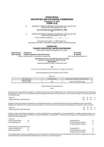 Thumbnail Tanger Inc.
 10-Q Quarterly Report FY2026 