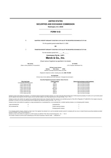 Thumbnail Merck 10-Q Quarterly Report FY 