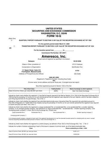 Thumbnail Ameresco
 10-Q Quarterly Report FY 