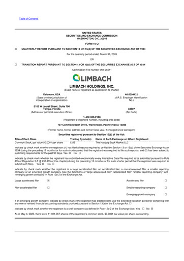 Vorschaubild Limbach Holdings 10-Q Quartalsbericht  