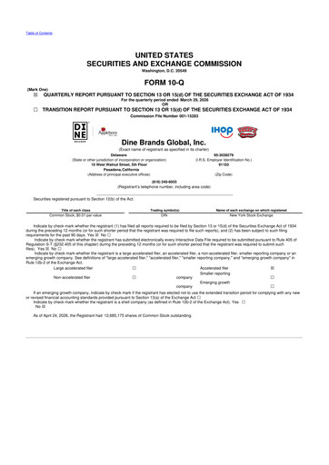 Thumbnail Dine Brands Global 10-Q Quarterly Report FY 