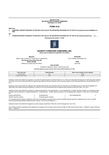 Thumbnail Havertys 10-Q Quarterly Report FY 