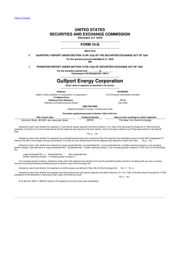Thumbnail Gulfport Energy 10-Q Quarterly Report FY 