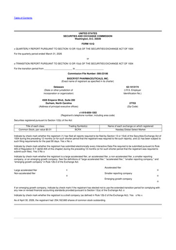 Thumbnail BioCryst Pharmaceuticals
 10-Q Quarterly Report FY 