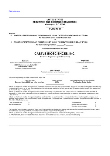 Vorschaubild Castle Biosciences 10-Q Quartalsbericht 2026 