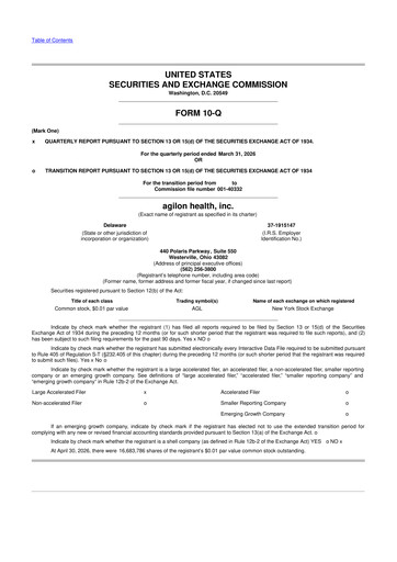 Miniature Agilon Health 10-Q Rapport trimestriel  