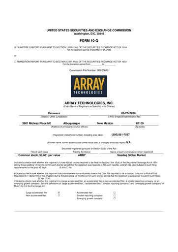 Thumbnail Array Technologies 10-Q Quarterly Report FY 