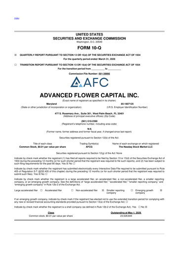 Thumbnail 	Advanced Flower Capital 10-Q Quarterly Report FY2026 