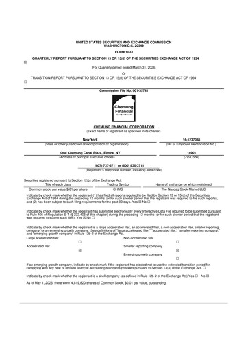 Thumbnail Chemung Financial Corporation 10-Q Quarterly Report FY2026 