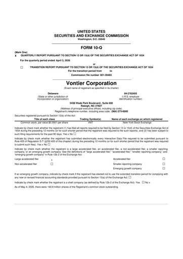 Miniature Vontier 10-Q Rapport trimestriel  