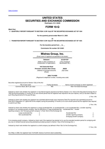 Thumbnail MISTRAS Group
 10-Q Quarterly Report FY 