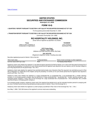 Thumbnail RCI Hospitality Holdings 10-Q Quarterly Report FY 