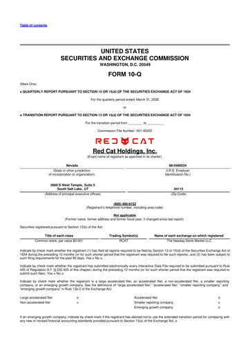 Vorschaubild Red Cat Holdings 10-Q Quartalsbericht  