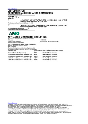 Thumbnail Affiliated Managers Group 10-Q Quarterly Report FY 