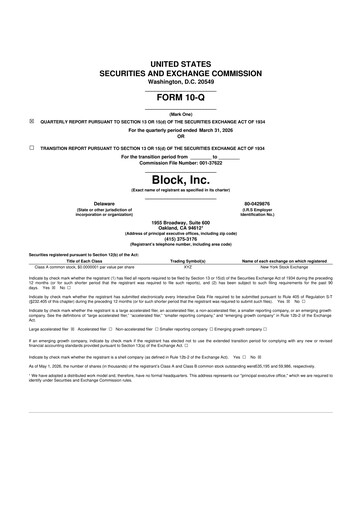Thumbnail Block 10-Q Quarterly Report FY 