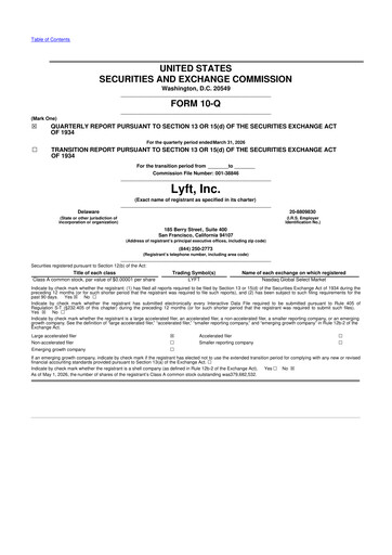 Thumbnail Lyft 10-Q Quarterly Report FY 