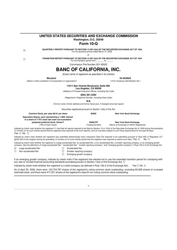 Thumbnail Banc of California 10-Q Quarterly Report FY 