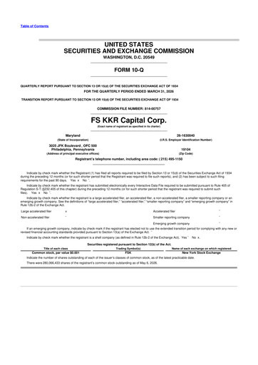 Vorschaubild FS KKR Capital
 10-Q Quartalsbericht  