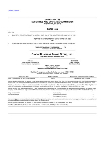 Thumbnail Global Business Travel Group 10-Q Quarterly Report FY 