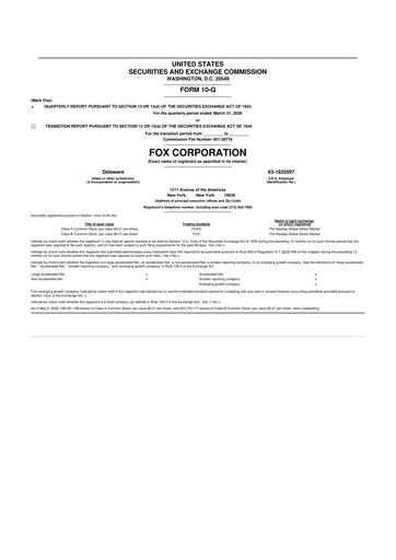 Thumbnail Fox Corporation 10-Q Quarterly Report FY 