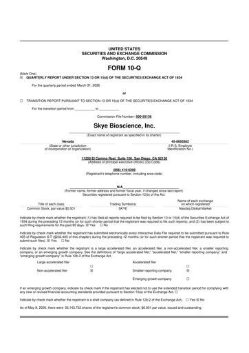 Thumbnail Skye Bioscience 10-Q Quarterly Report FY 