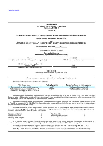 Thumbnail Microvast 10-Q Quarterly Report FY 