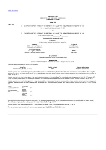 Miniature RadNet 10-Q Rapport trimestriel  