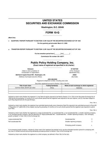 Thumbnail Public Policy Holding Company 10-Q Quarterly Report FY 