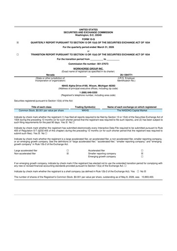 Thumbnail Workhorse Group
 10-Q Quarterly Report FY 