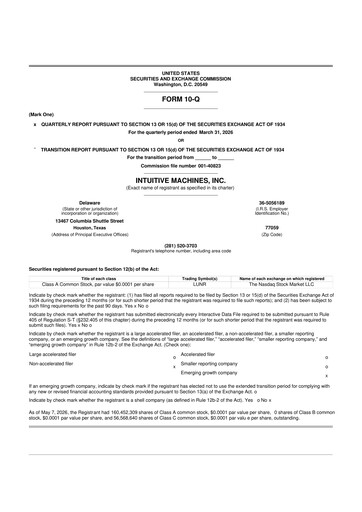 Thumbnail Intuitive Machines 10-Q Quarterly Report FY 