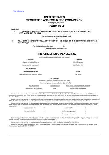 Thumbnail The Children's Place
 10-Q Quarterly Report FY2026 