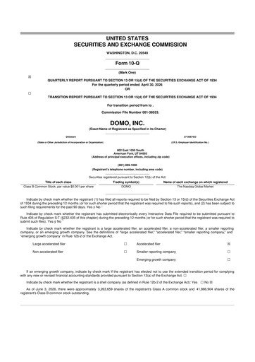 Thumbnail Domo, Inc. 10-Q Quarterly Report FY2027 