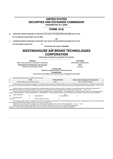 Thumbnail Wabtec 10-Q Quarterly Report FY2026 