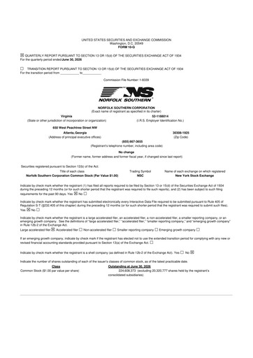 Thumbnail Norfolk Southern 10-Q Quarterly Report FY2026 