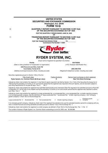 Thumbnail Ryder
 10-Q Quarterly Report FY2026 