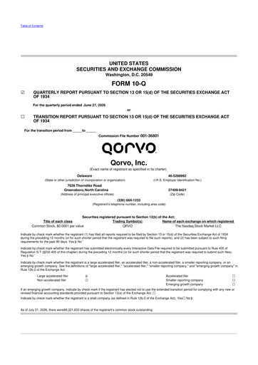Thumbnail Qorvo
 10-Q Quarterly Report FY 