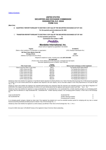 Thumbnail Mondelez International 10-Q Quarterly Report FY2026 