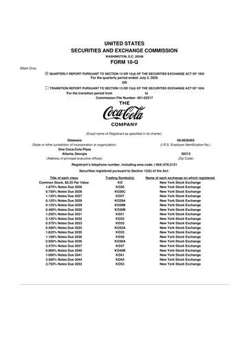 Thumbnail Coca-Cola 10-Q Quarterly Report FY2026 