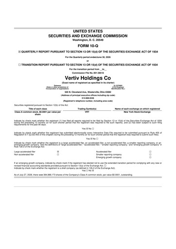 Thumbnail Vertiv Holdings
 10-Q Quarterly Report FY2026 