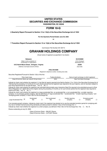 Thumbnail Graham Holdings 10-Q Quarterly Report FY2026 