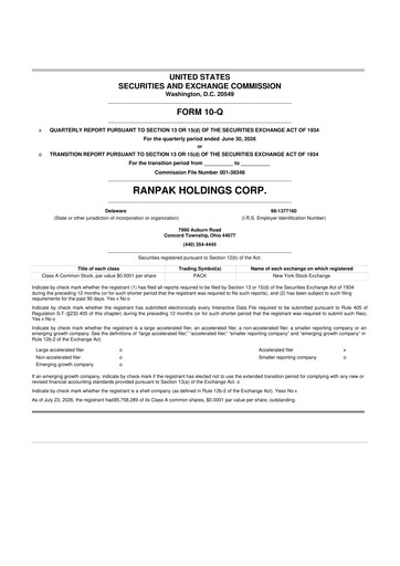 Thumbnail Ranpak 10-Q Quarterly Report FY2026 