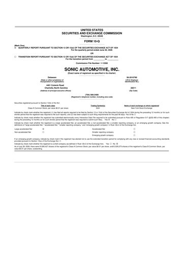 Thumbnail Sonic Automotive
 10-Q Quarterly Report FY2026 