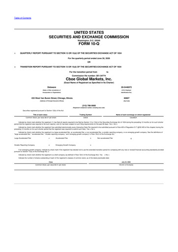 Thumbnail Cboe Global Markets 10-Q Quarterly Report FY2026 