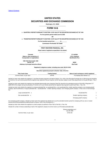 Thumbnail First Western Financial 10-Q Quarterly Report FY2026 