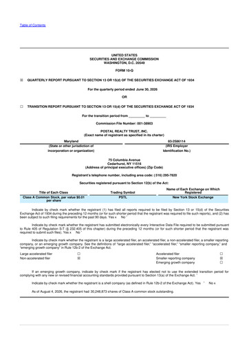 Thumbnail Postal Realty Trust 10-Q Quarterly Report FY2026 