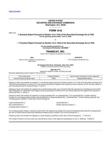 Thumbnail Transcat 10-Q Quarterly Report FY2027 