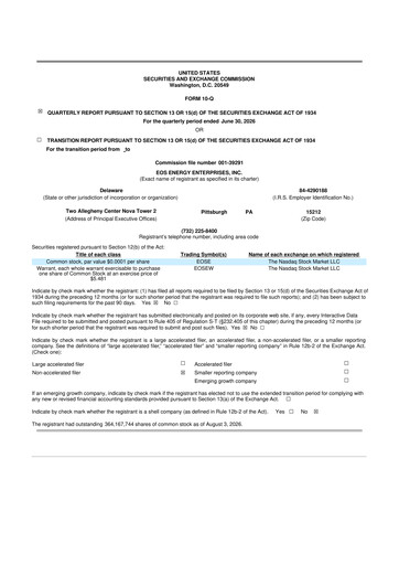 Vorschaubild Eos Energy Enterprises 10-Q Quartalsbericht 2026 