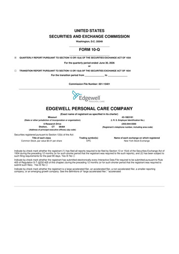 Thumbnail Edgewell Personal Care
 10-Q Quarterly Report FY2026 